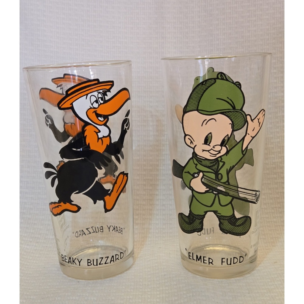 1973 PEPSI/WARNER BROS. LOONEY TUNES GLASSES ELMER FUDD AND BEAKY BUZZARD